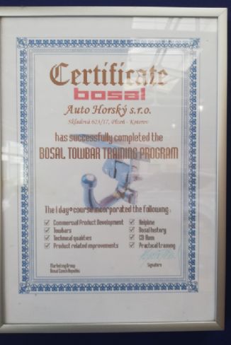 Certificate bosal